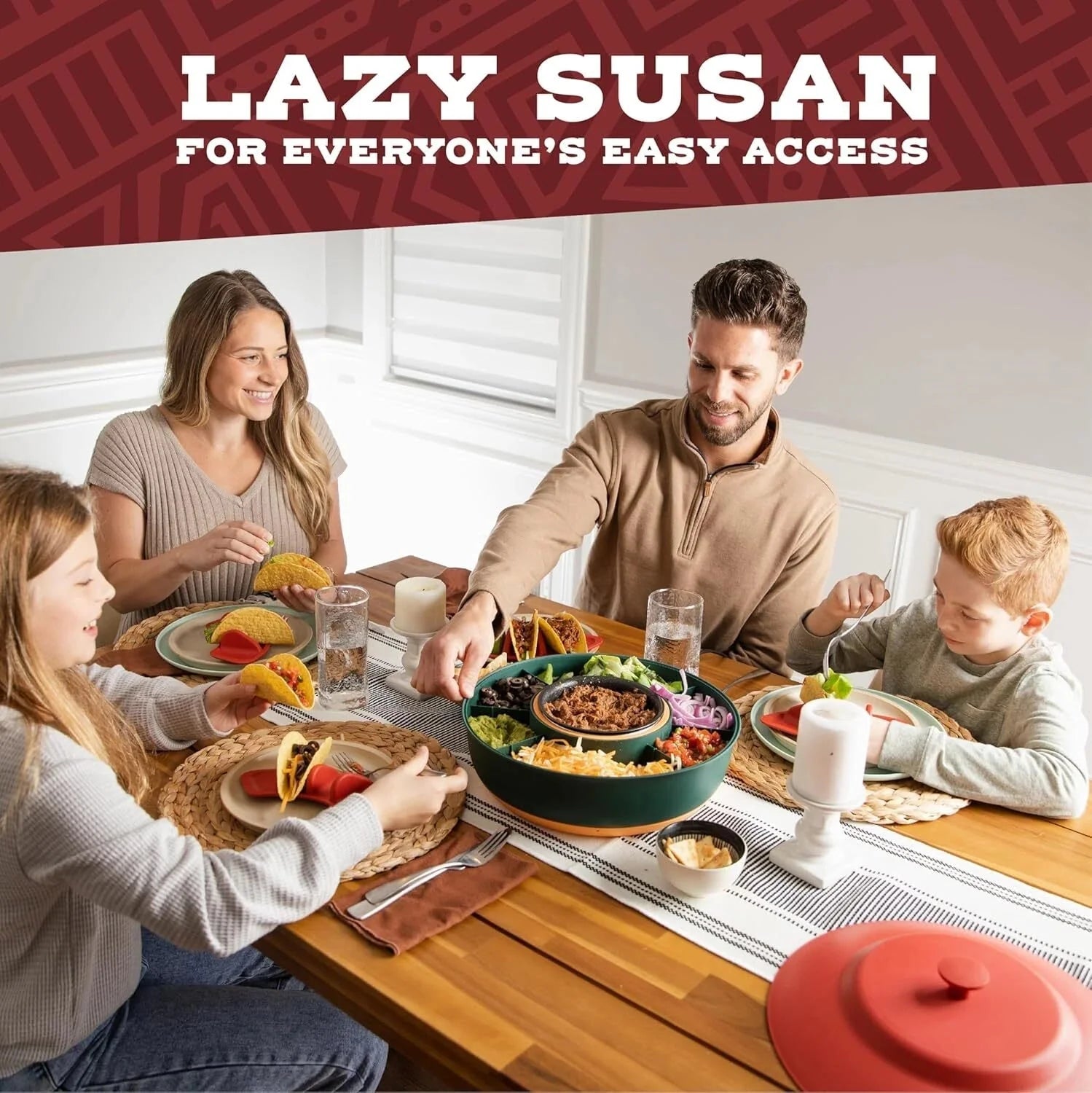 Taco Bar Serving Set for a Party - 30oz Heated Pot, 4 Taco Holders, &Detachable 07FC0E-D4 - KOEEK [5]