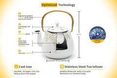 Teapot, cast iron teapot with infuser, enameled interior, holds 40 ounces of tea 07FC0E-D4 - KOEEK [4]