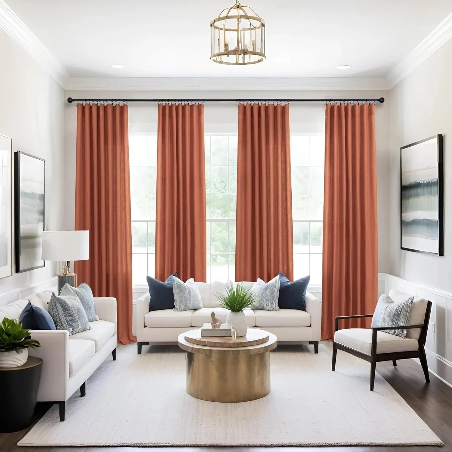 Terracotta curtains, 84 inches long, 2 panels, dimensions: 52 x 84 inches 07FC0E-D4 - KOEEK [2]