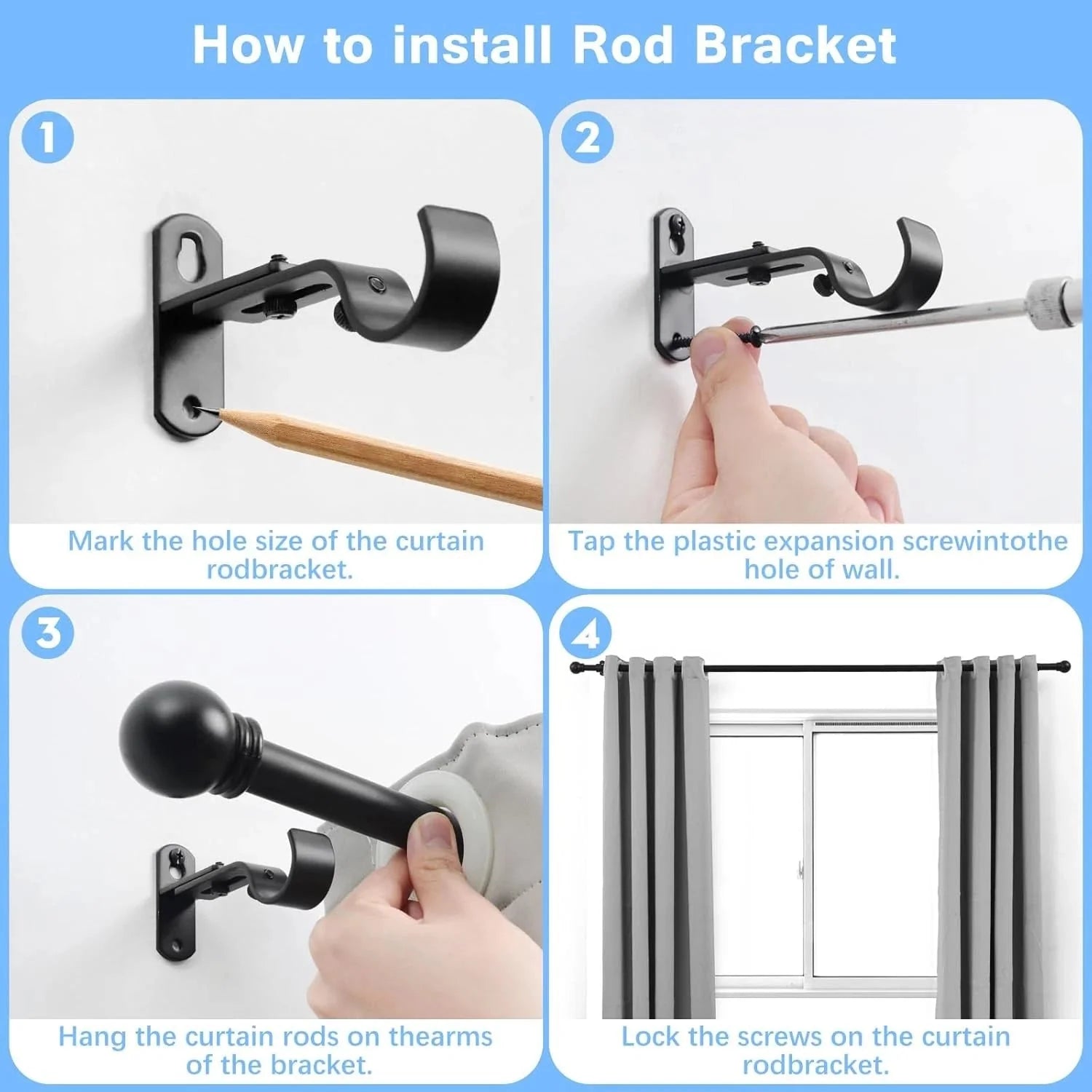 The maximum adjustable length of the curtain rod is 60 inches. 07FC0E-D4 - KOEEK [5]