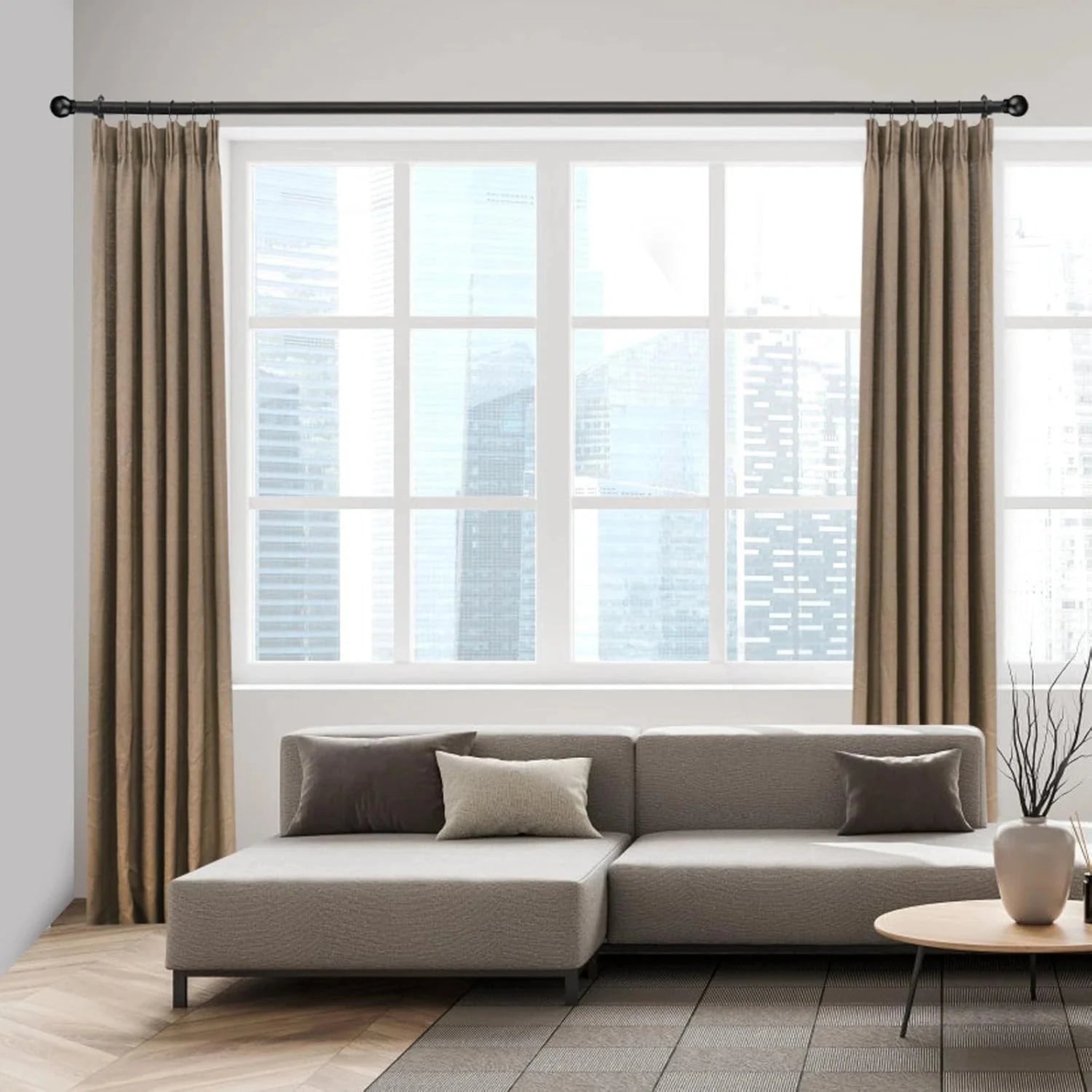 The maximum adjustable length of the curtain rod is 60 inches. 07FC0E-D4 - KOEEK [7]