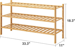 Three-tier shoe rack, bamboo and wood shoe rack 07FC0E-D4 - KOEEK [3]