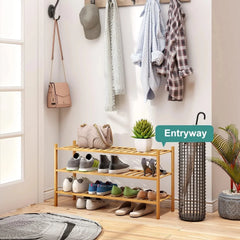 Three-tier shoe rack, bamboo and wood shoe rack 07FC0E-D4 - KOEEK [4]