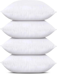 Throw Pillows (Set of 4, White), 18 x 18 Inches Pillows for Sofa, Bed and Couch 07FC0E-D4 - KOEEK [1]