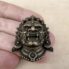 Tibetan Copper Mahakala Head Pendant Vintage Antique Style 07FC0E-D4 - KOEEK [4]