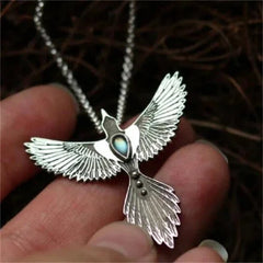 Tibetan Silver Phoenix Opal Pendant Necklace Women Men Gift 07FC0E-D4 - KOEEK [1]