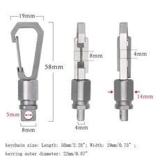 Titanium Alloy EDC Keychain w/ Keyring  Hanging Carabiner Buckle Multi Tool Gift 07FC0E-D4 - KOEEK [4]