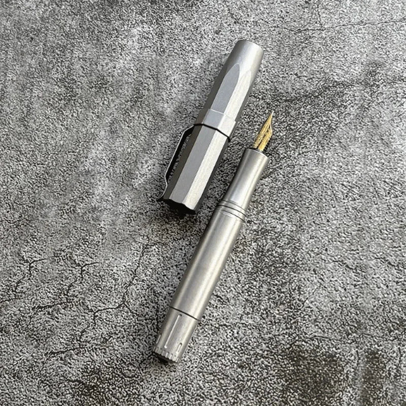 Titanium Alloy Fountain Pen Octagonal Pocket Student Office Business Pen 07FC0E-D4 - KOEEK [1]