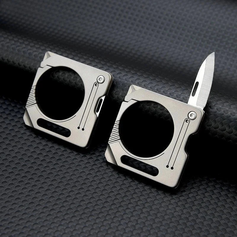 Titanium Alloy Keychain Carabiner Cutter Knife EDC Outdoor Travel Camping Tool 07FC0E-D4 - KOEEK [10]