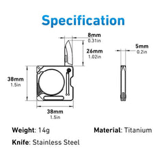 Titanium Alloy Keychain Carabiner Cutter Knife EDC Outdoor Travel Camping Tool 07FC0E-D4 - KOEEK [4]
