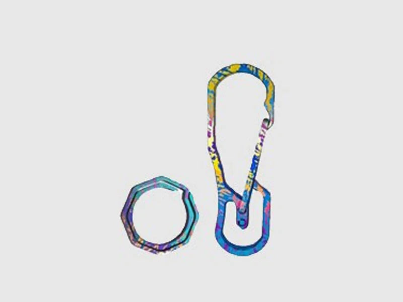 Titanium Alloy Keychain Carabiner w Ring Outdoor EDC Waist Hanging Buckle Tool 07FC0E-D4 - KOEEK [10]
