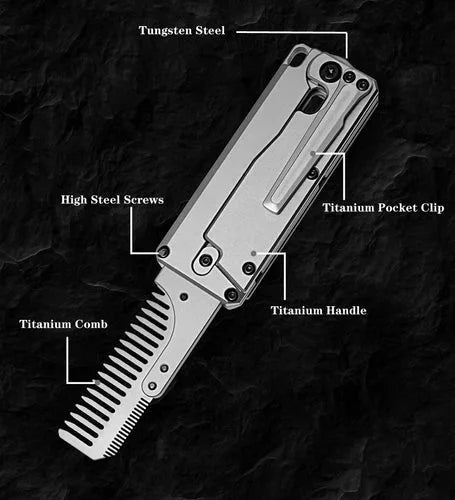 Titanium Alloy Pocket Folded Health Comb Combing Hair Outdoor EDC Multi Tools 07FC0E-D4 - KOEEK [5]