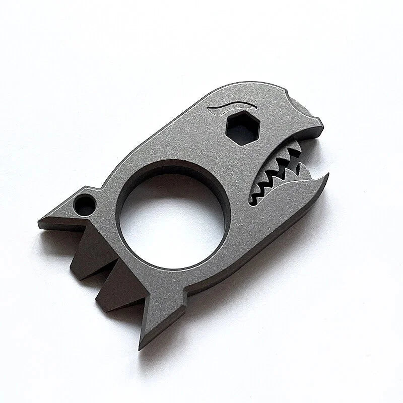 Titanium Alloy Pocket Tool Shark Shape Bottle Opener Hexagon Wrench Keychain EDC 07FC0E-D4 - KOEEK [1]