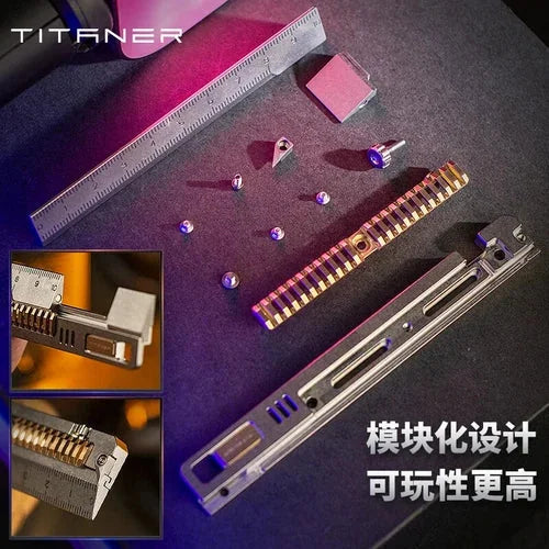 Titanium Alloy Ultralight Metric Ruler Measurement Ruler Math Portable EDC Tools 07FC0E-D4 - KOEEK [5]