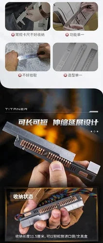 Titanium Alloy Ultralight Metric Ruler Measurement Ruler Math Portable EDC Tools 07FC0E-D4 - KOEEK [7]