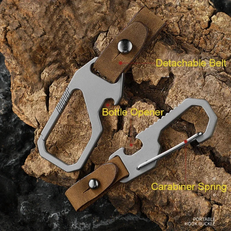 Titanium Alloy + Leather Keychain with Bottle Opener Car Key Pendant EDC Tool 07FC0E-D4 - KOEEK [6]