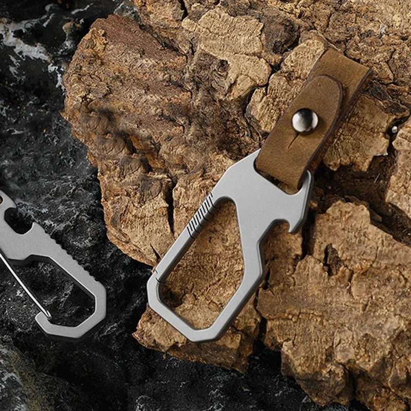 Titanium Alloy + Leather Keychain with Bottle Opener Car Key Pendant EDC Tool 07FC0E-D4 - KOEEK [7]