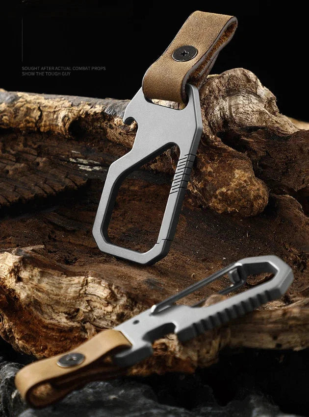 Titanium Alloy + Leather Keychain with Bottle Opener Car Key Pendant EDC Tool 07FC0E-D4 - KOEEK [8]