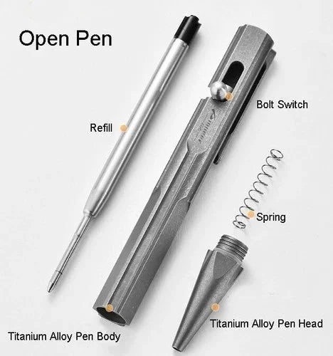 Titanium Bolt Action Ballpoint Pen EDC Pocket Pen Business Office Writing Gift 07FC0E-D4 - KOEEK [3]