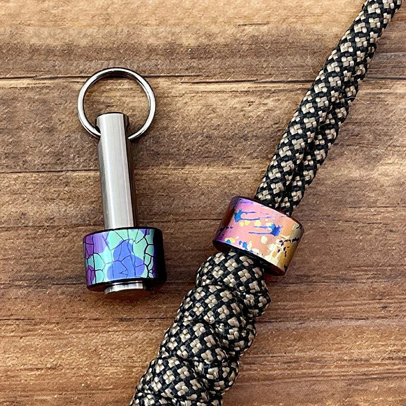 Titanium Colorful Cylinder Pendant Lanyard Bead EDC Paracord Bead Zipper Head EDC - KOEEK [4]