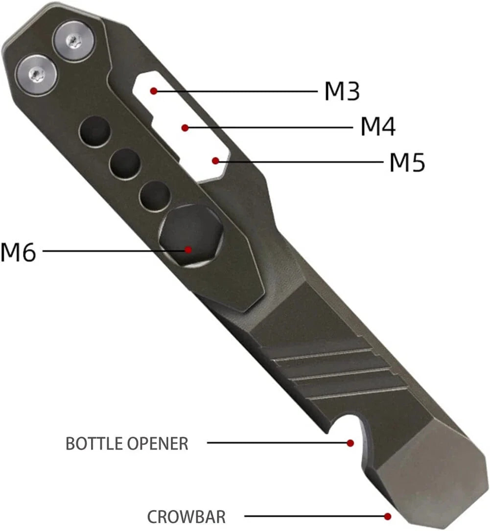 Titanium Crowbar Pry Bar Screwdriver Bottle Opener Multi Tool EDC Outdoor Wrench 07FC0E-D4 - KOEEK [3]