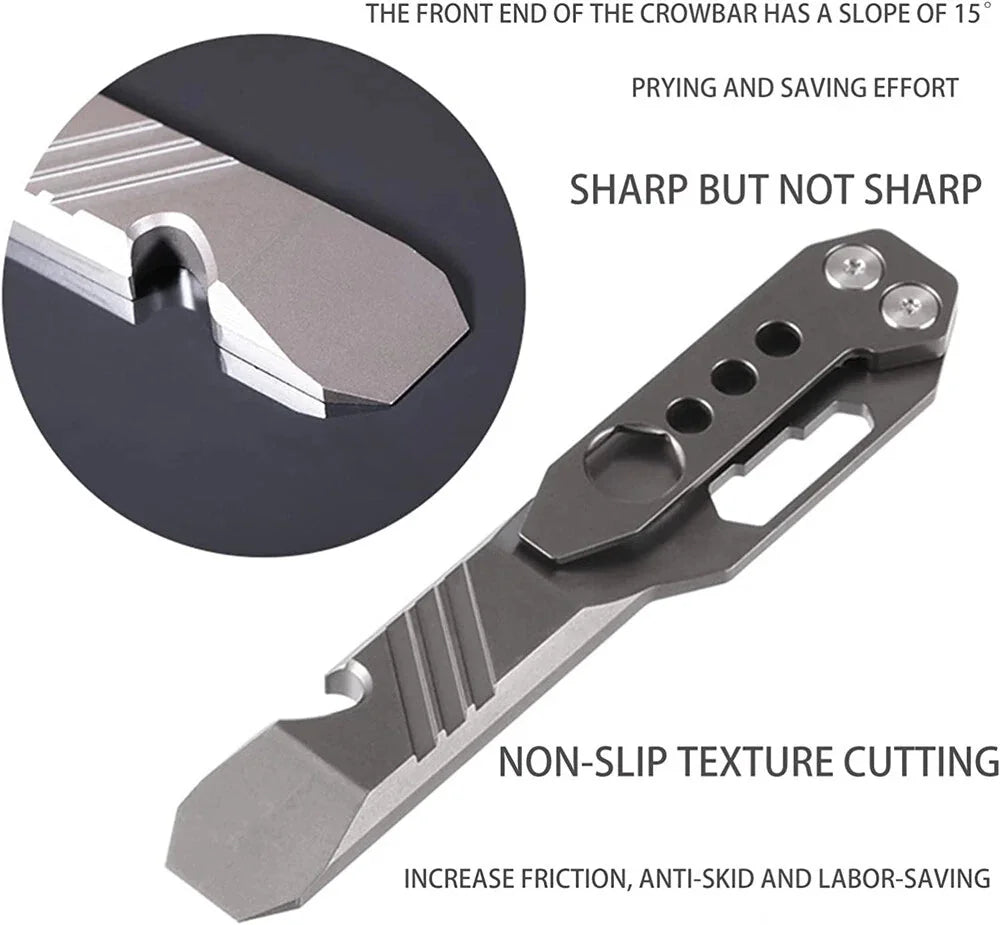 Titanium Crowbar Pry Bar Screwdriver Bottle Opener Multi Tool EDC Outdoor Wrench 07FC0E-D4 - KOEEK [5]