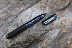 Titanium Damascus+Carbon Fiber Ball Point Pen Ballpoint Broken Window Tool Pen 07FC0E-D4 - KOEEK [3]