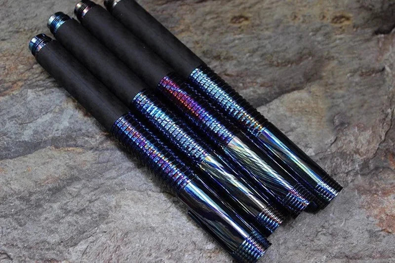 Titanium Damascus+Carbon Fiber Ball Point Pen Ballpoint Broken Window Tool Pen 07FC0E-D4 - KOEEK [4]