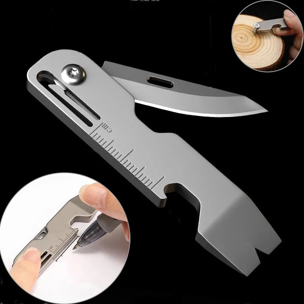 Titanium Folding Pocket Knife EDC Pry Bar Crowbar Opener Ruler Keychain Tool 07FC0E-D4 - KOEEK [1]