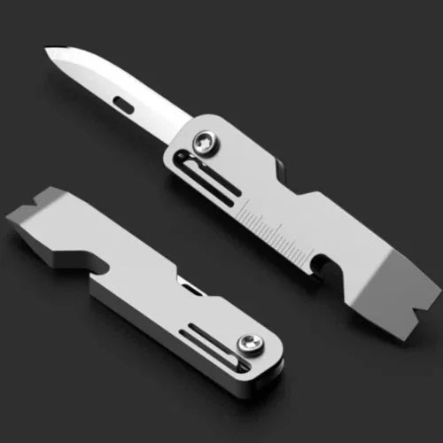 Titanium Folding Pocket Knife EDC Pry Bar Crowbar Opener Ruler Keychain Tool 07FC0E-D4 - KOEEK [11]