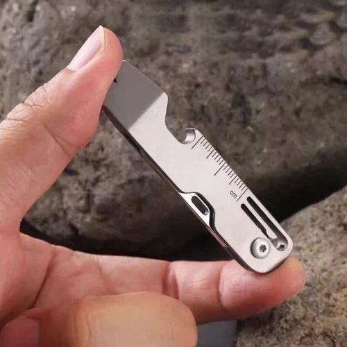 Titanium Folding Pocket Knife EDC Pry Bar Crowbar Opener Ruler Keychain Tool 07FC0E-D4 - KOEEK [2]