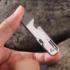 Titanium Folding Pocket Knife EDC Pry Bar Crowbar Opener Ruler Keychain Tool 07FC0E-D4 - KOEEK [2]