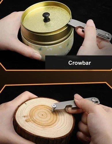Titanium Folding Pocket Knife EDC Pry Bar Crowbar Opener Ruler Keychain Tool 07FC0E-D4 - KOEEK [6]