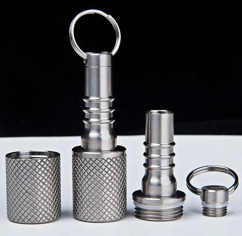 Titanium Keychain Waterproof Box Sealed Container Portable Outdoor Pendant EDC 07FC0E-D4 - KOEEK [7]