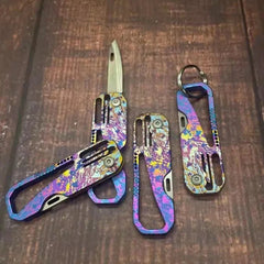 Titanium Mini Knife Small Pocket Key Chain Pendants Folding EDC Knife Gift 07FC0E-D4 - KOEEK [2]