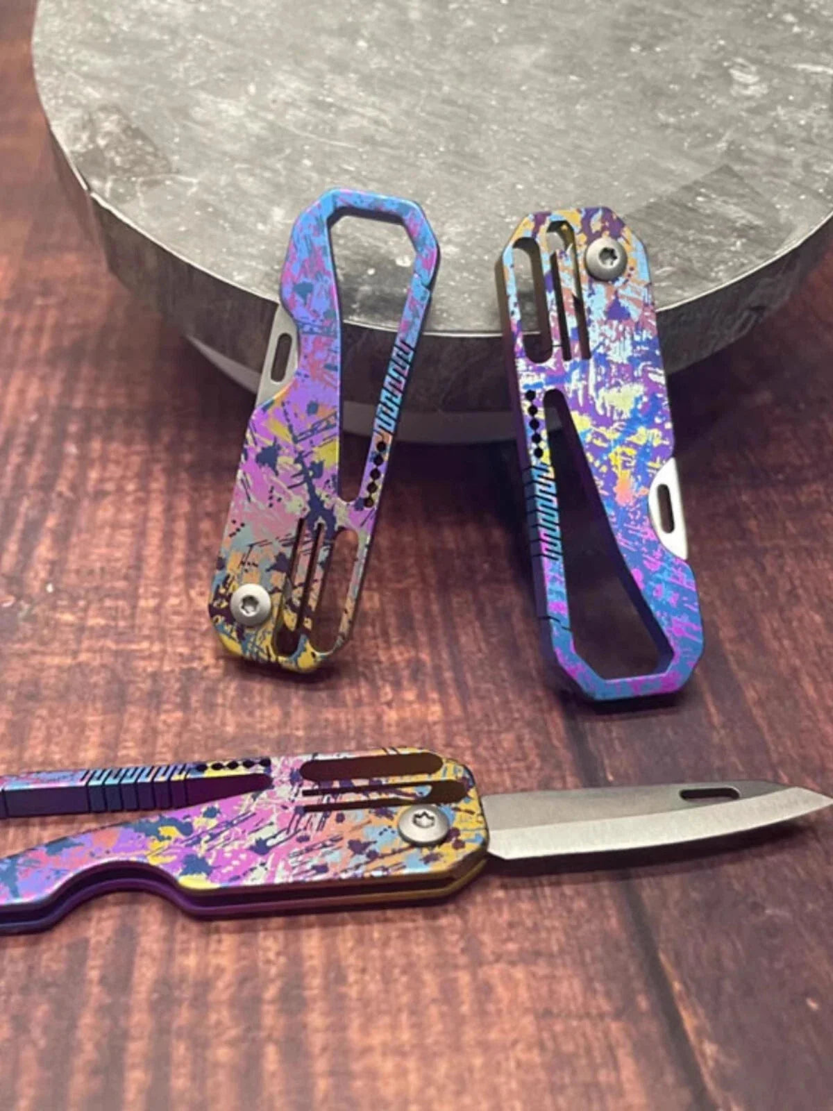 Titanium Mini Knife Small Pocket Key Chain Pendants Folding EDC Knife Gift 07FC0E-D4 - KOEEK [5]
