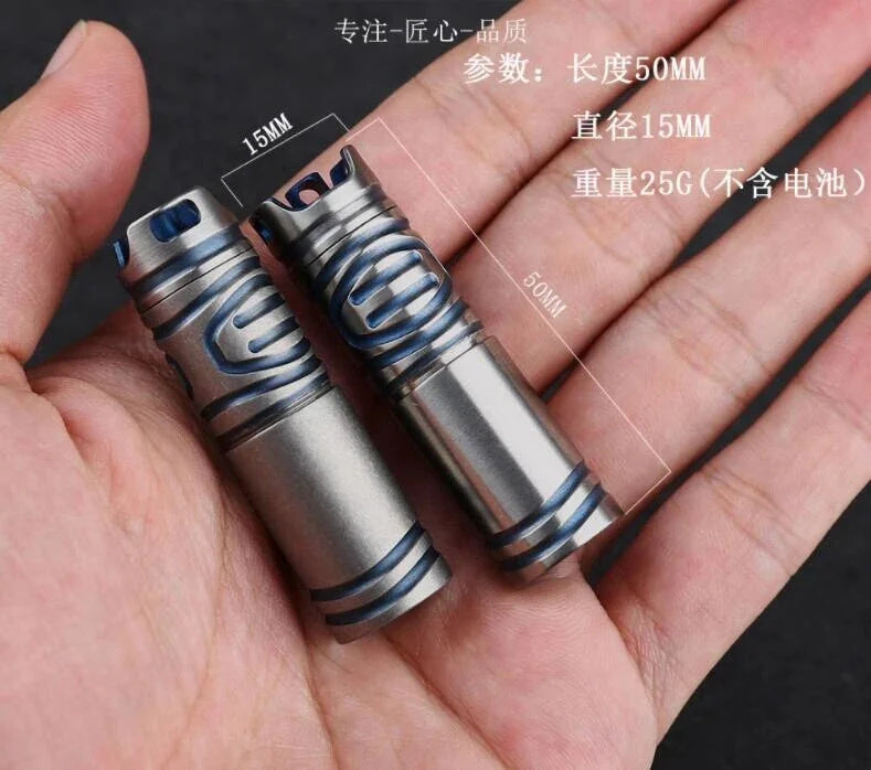 Titanium Outdoor Camping mini edc LED Survival Flashlight Keychain 07FC0E-D4 - KOEEK [2]