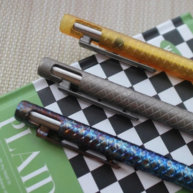 Titanium PEI Ballpoint Pen Bolt Action Signature Writing EDC Pocket Pen Gifts 07FC0E-D4 - KOEEK [5]