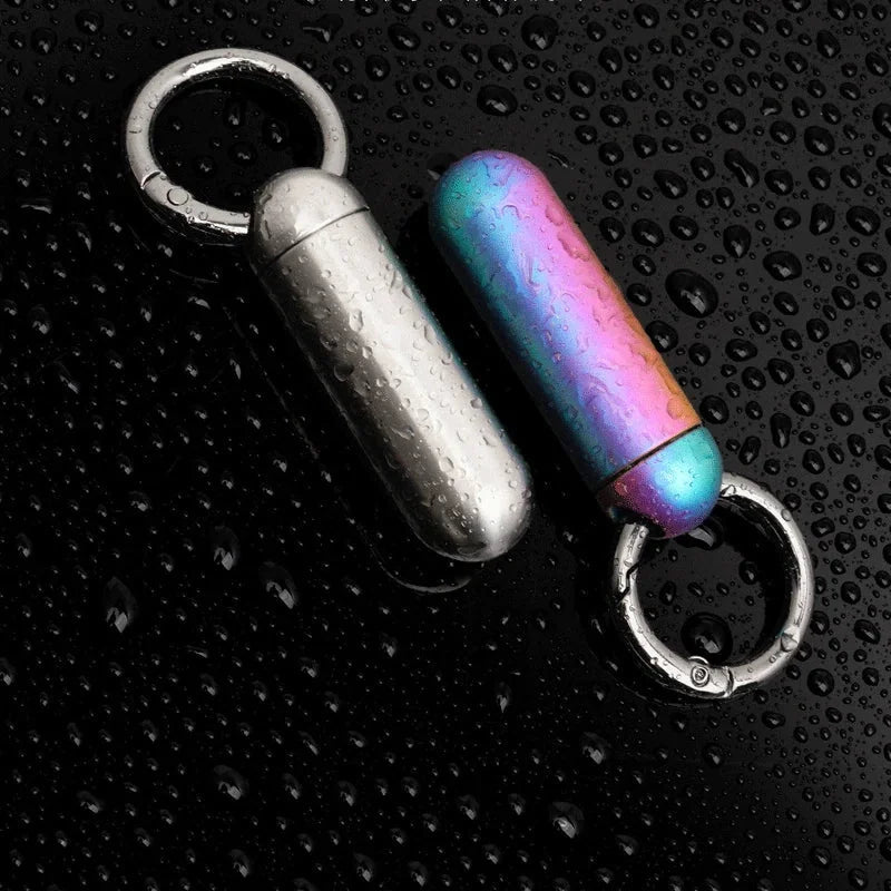 Titanium Pill Holder Container Organizer Case Waterproof Box Portable Keychain 07FC0E-D4 - KOEEK [10]