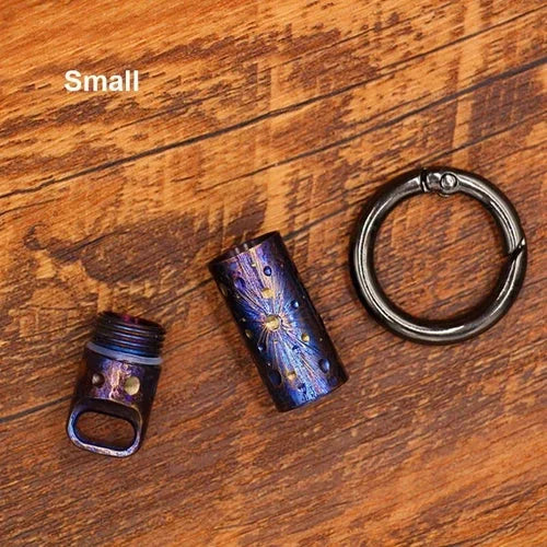 Titanium Waterproof Charm Pendant Pill Storage Container Outdoor Travel Tool 07FC0E-D4 - KOEEK [4]
