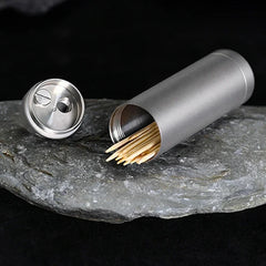 Titanium Waterproof Pill Bottle Toothpick Case EDC Travel Storage 07FC0E-D4 - KOEEK [2]