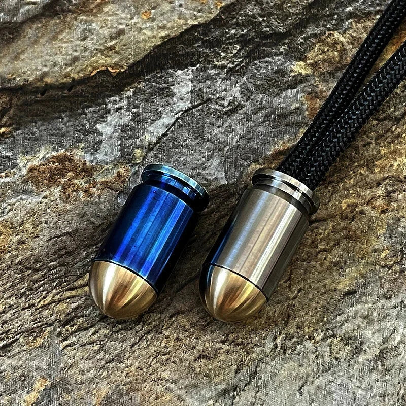 Titanium + Brass Parachute Cord Bead Necklace Keychain Pendant Lanyard EDC Bead 07FC0E-D4 - KOEEK [4]