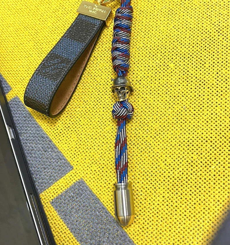 Titanium + Brass Parachute Cord Bead Necklace Keychain Pendant Lanyard EDC Bead 07FC0E-D4 - KOEEK [9]