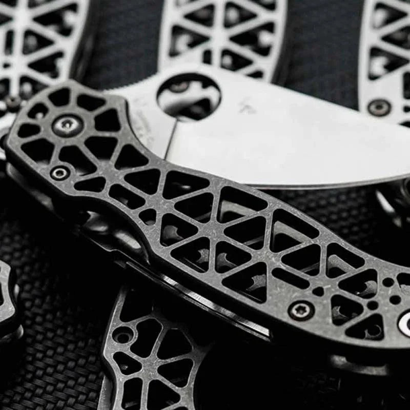 Titanium alloy Hollow Version Handle scales for Spyderco C223FRN Para3 Knives 07FC0E-D4 - KOEEK [5]