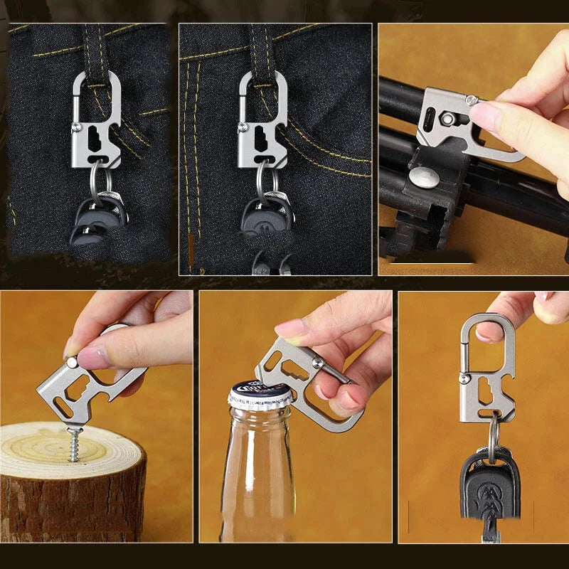 Titanium alloy multifunctional keychain bottle opener outdoor hanging buckle 07FC0E-D4 - KOEEK [4]
