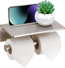 Toilet Paper Holder -Aluminum Double Roll Toilet Paper Holder, 3M Self-Adhesive 07FC0E-D4 - KOEEK [2]