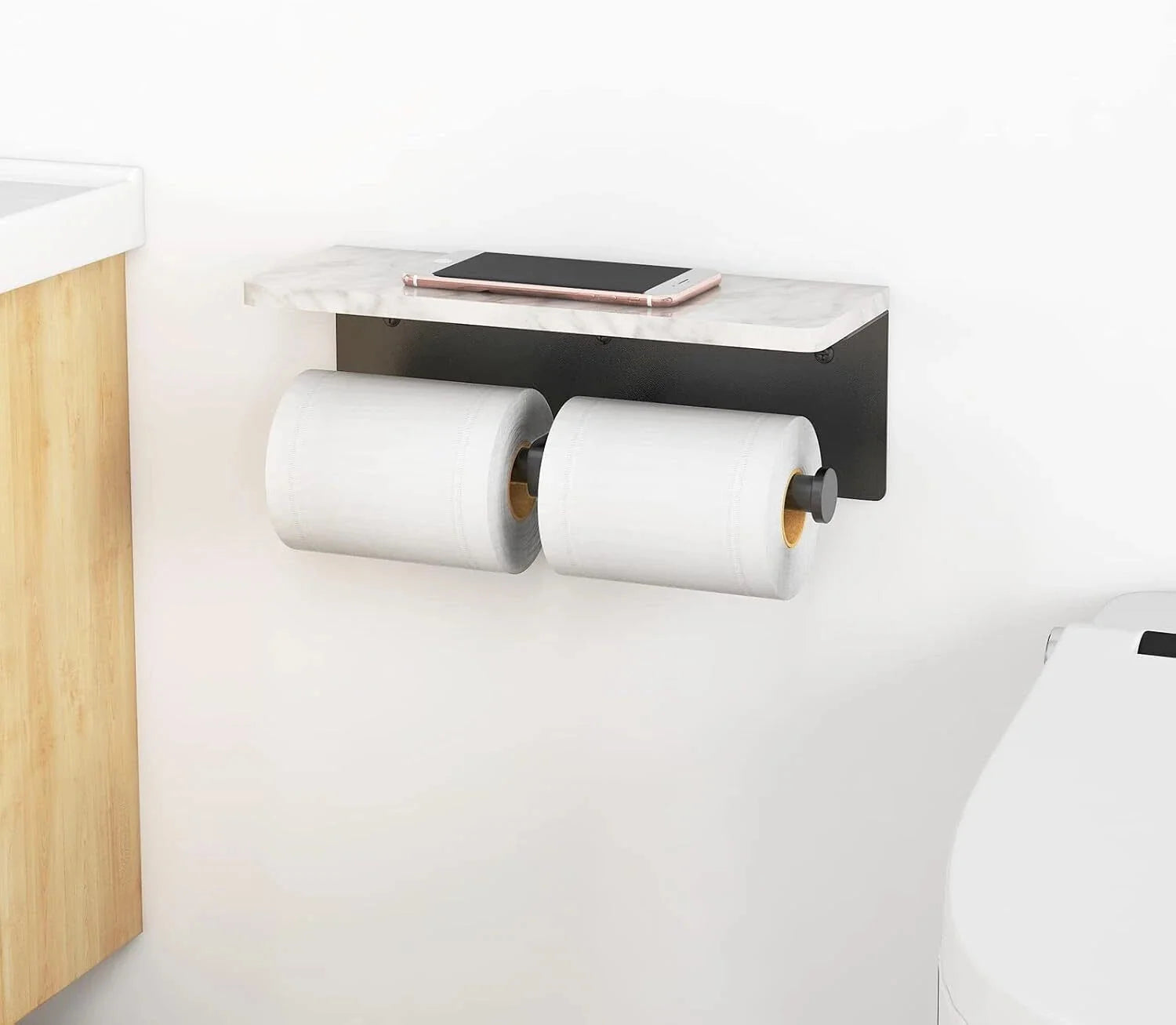 (Toilet Paper Holder with Shelf,  Upgraded Double Tier Toilet Paper Holder, 07FC0E-D4 - KOEEK [7]