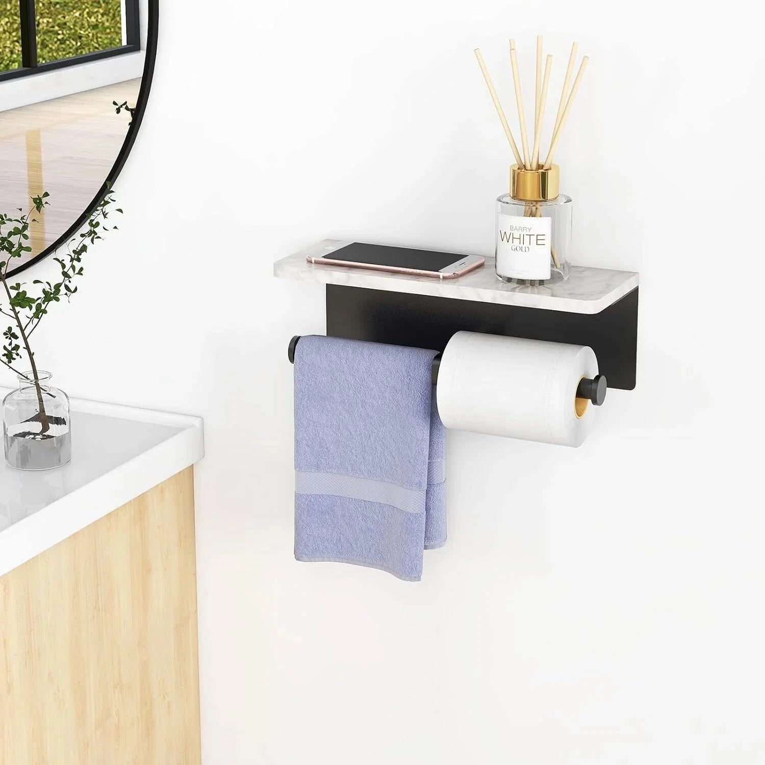 (Toilet Paper Holder with Shelf,  Upgraded Double Tier Toilet Paper Holder, 07FC0E-D4 - KOEEK [8]
