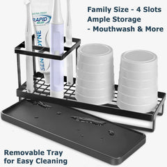 Toothbrush Holders Bathrooms,4 Slots Rustproof Metal Tooth Brushing Organizer 07FC0E-D4 - KOEEK [4]