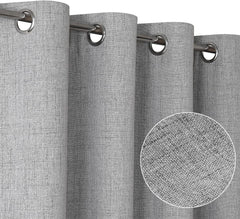 Total Blackout Bedroom Window Curtains Linen Textured Blackout, 2 Panels，Grey 07FC0E-D4 - KOEEK [4]